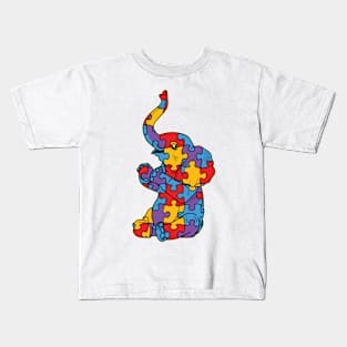 Autism Elephant Autistic Puzzle Pieces - ASD Support SPED Teacher Kids T-Shirt